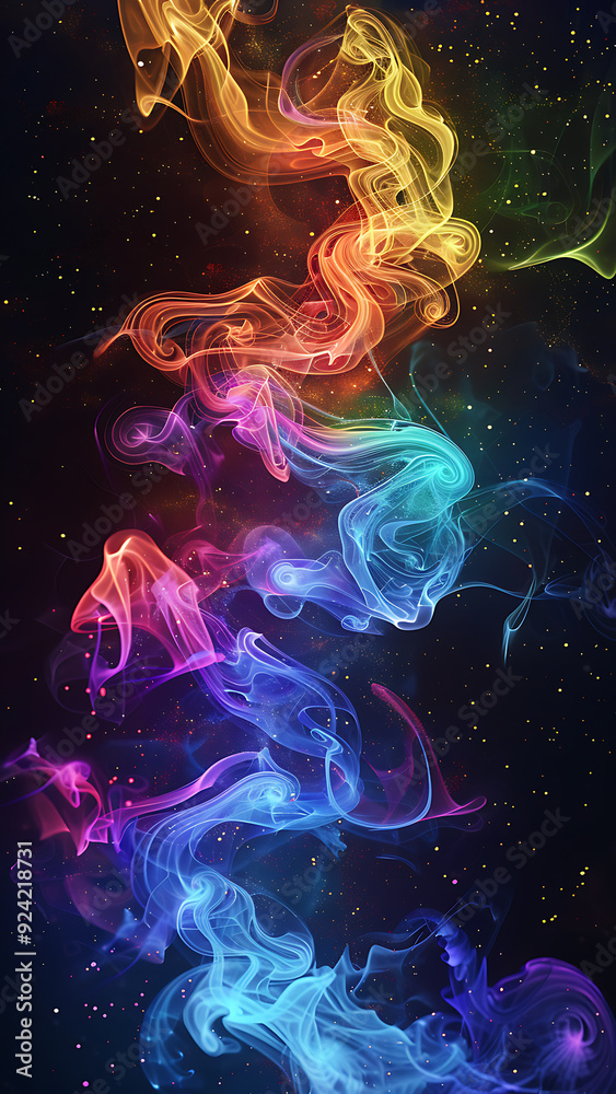 Fototapeta premium Vibrant Rainbow Smoke on Black Background