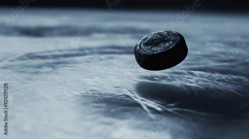 Slow-motion shows a puck gliding on ice, highlighting its speed and precision nearing the goal.