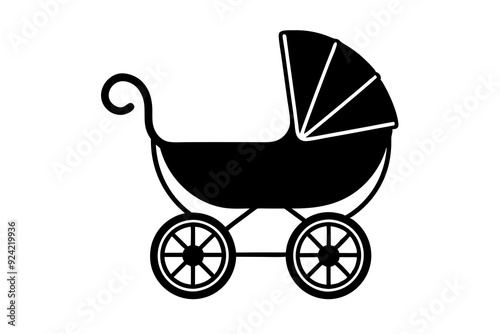 baby carriage silhouette vector illustration