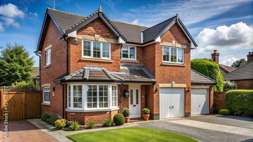Detached house in Manchester, UK , Suburban, residential, British, architecture, neighborhood, property, real estate, blue sky