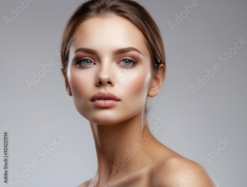 Close-up Portrait of a Young Woman with Natural Makeup