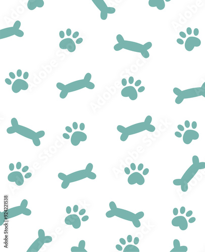 Dog Bones And Footprints Pattern