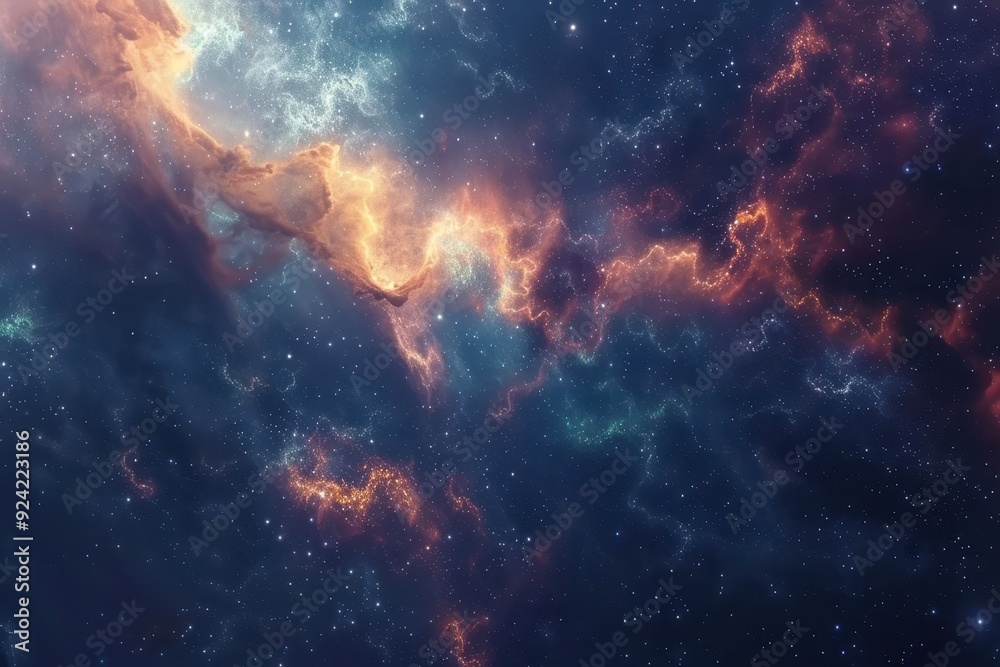 Glowing Nebula and Stars in the Depths of Space Glowing Nebula and Stars in the Depths of Space
