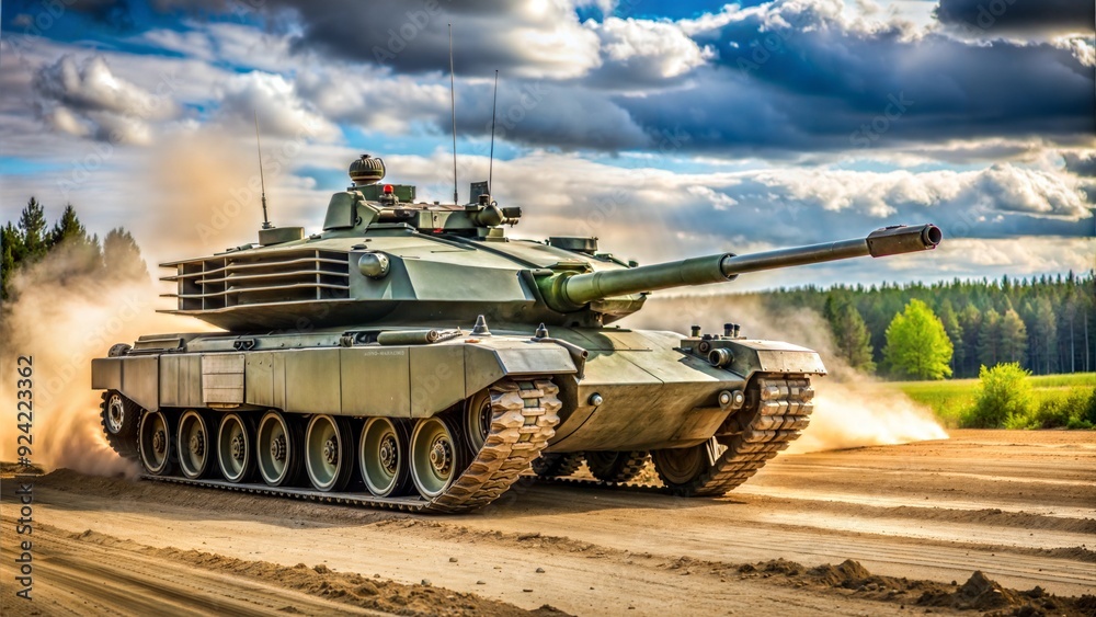 A green, heavily armored Russian T-34 tank, a powerful military vehicle from World War II, equipped with a large cannon and turret, displayed in isolation with camouflage patterns A green, heavily armored Russian T-34 tank, a powerful military vehicle from World War II, equipped with a large cannon and turret, displayed in isolation with camouflage patterns