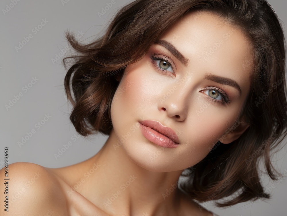 Close-up Portrait of a Woman with Brown Hair and Makeup Close-up Portrait of a Woman with Brown Hair and Makeup