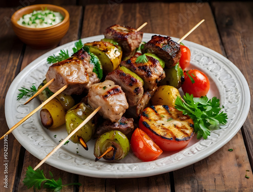 shish kebab on skewers