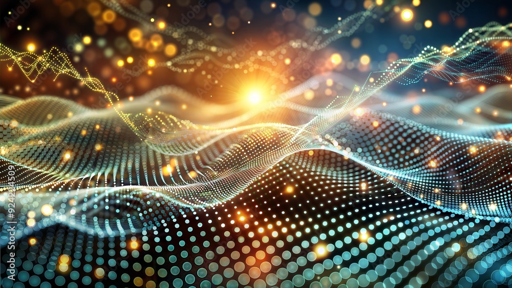 Abstract digital wave of particles. Futuristic point wave. Technology background vector Abstract digital wave of particles. Futuristic point wave. Technology background vector