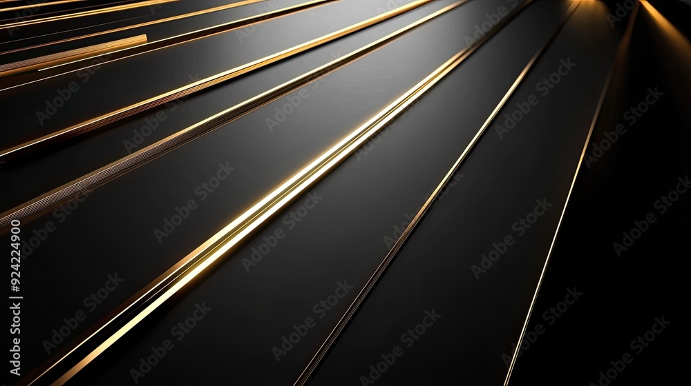 Obraz premium Black & gold abstract lines, minimal. Perfect for luxury, tech, or modern designs.