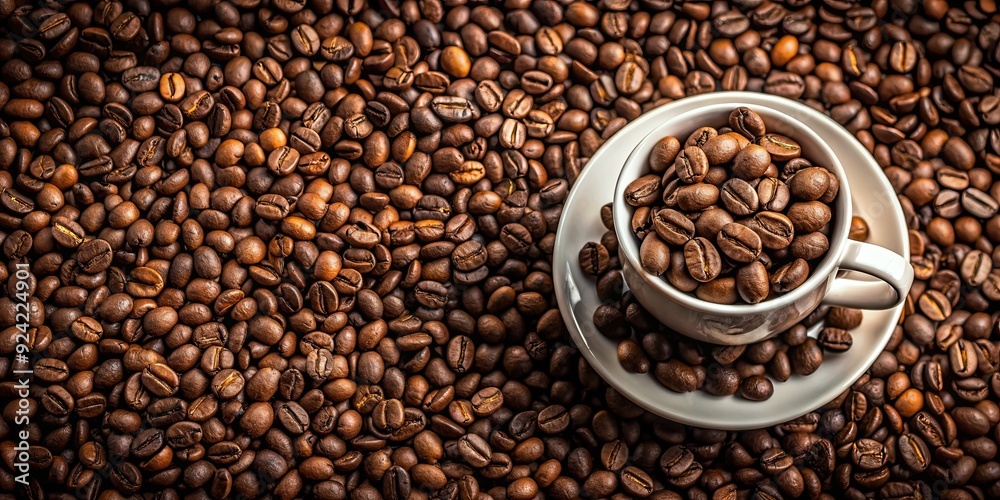 Cup of coffee beans, coffee, beans, cup, beverage, aroma, organic, roasted, morning, brew, caffeine, drink, dark, brown
