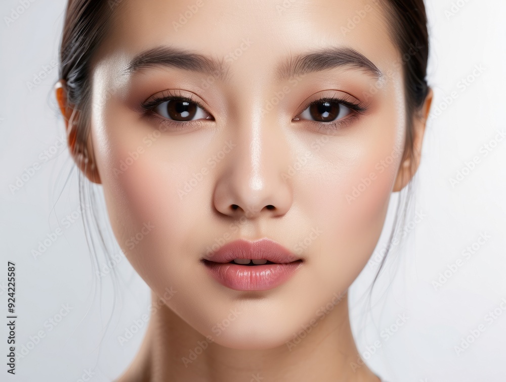 Close-up Portrait of a Young Woman with Smooth Skin and Natural Makeup Close-up Portrait of a Young Woman with Smooth Skin and Natural Makeup