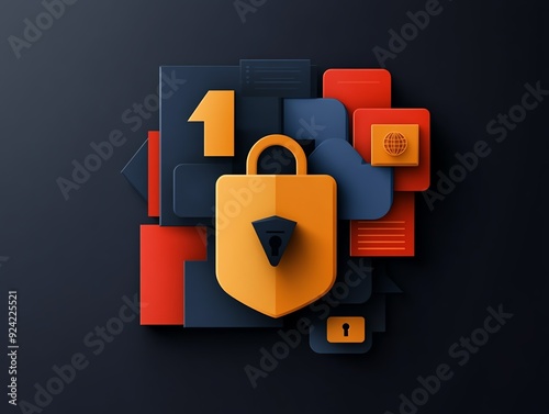 Advanced fintech security, multi-layered protection strategy, flat design illustration photo