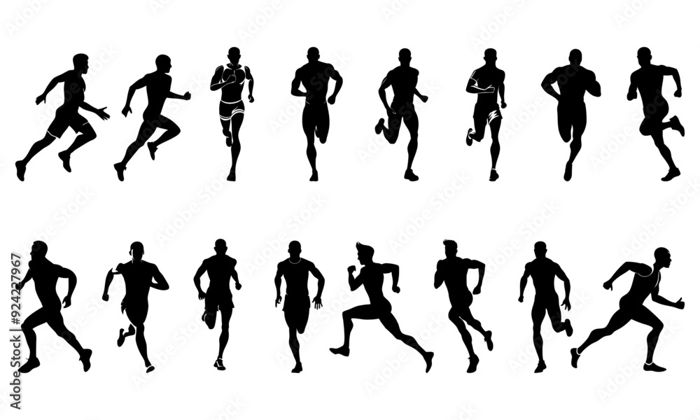 Set of running men silhouette vector illustration Set of running men silhouette vector illustration