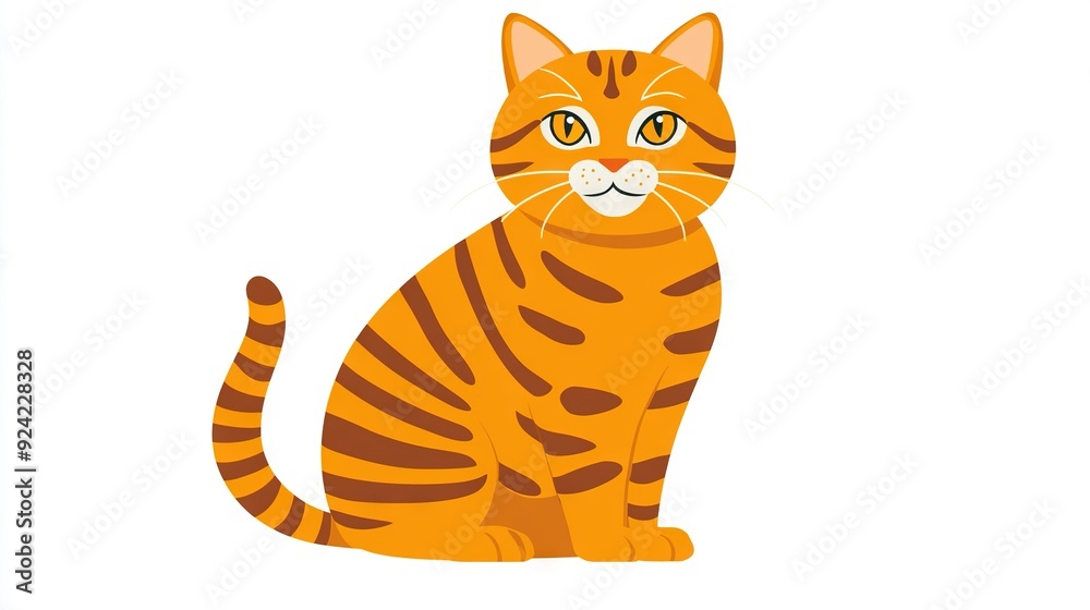 Obraz premium A white background features a cat sitting and staring at the camera with surprise etched on its face