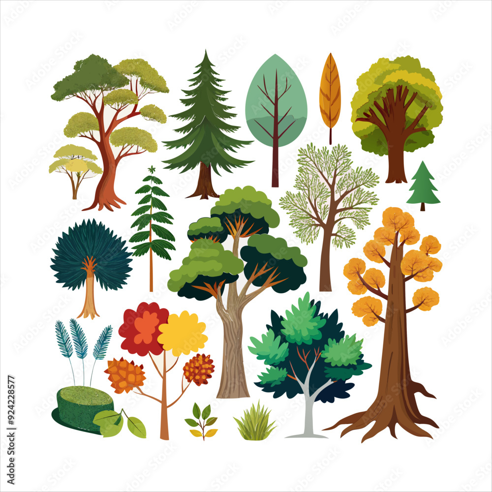 Fototapeta premium high resolution vector, silhouette, colorful tree image,