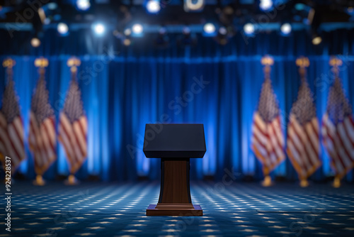 Election podium. Campaign Podium for Presidency. Speech podium.  photo