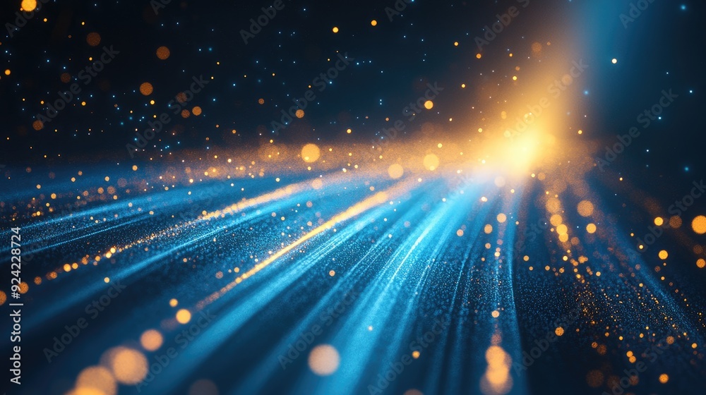 Obraz premium Abstract blue and gold background. This image is perfect for presentations, websites, and other projects that require a modern and elegant design.