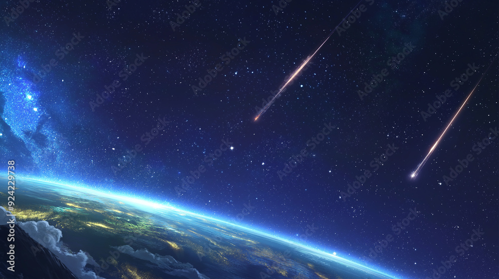 Obraz premium shooting star on earth background