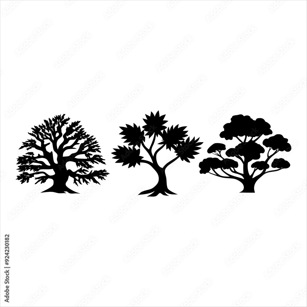 Obraz premium high resolution vector, silhouette, colorful tree image,