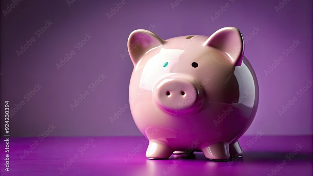 A strategy for saving money with a piggy bank, isolated on purple background, savings, financial, plan, budget, coin, investment