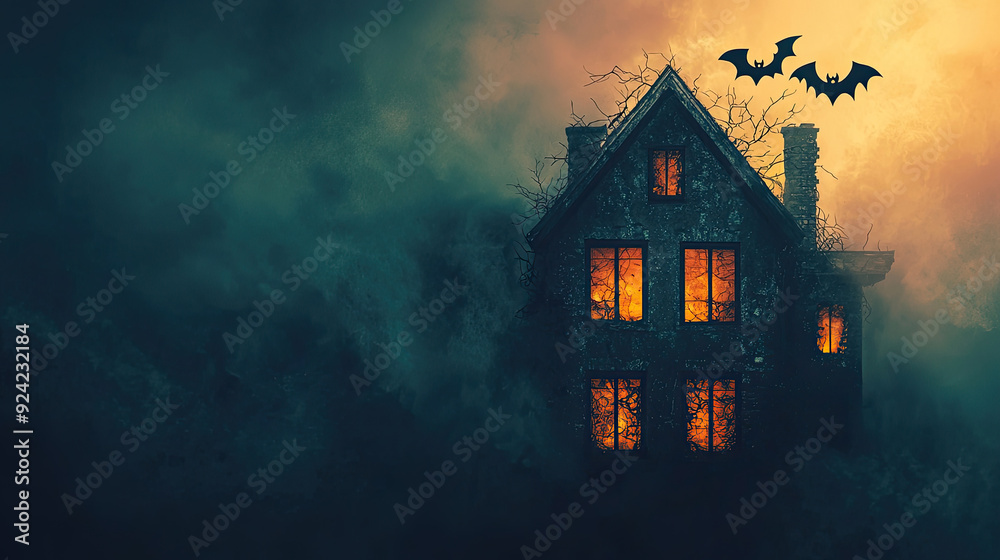 Haunted House for Halloween Concept with Copy Space Haunted House for Halloween Concept with Copy Space