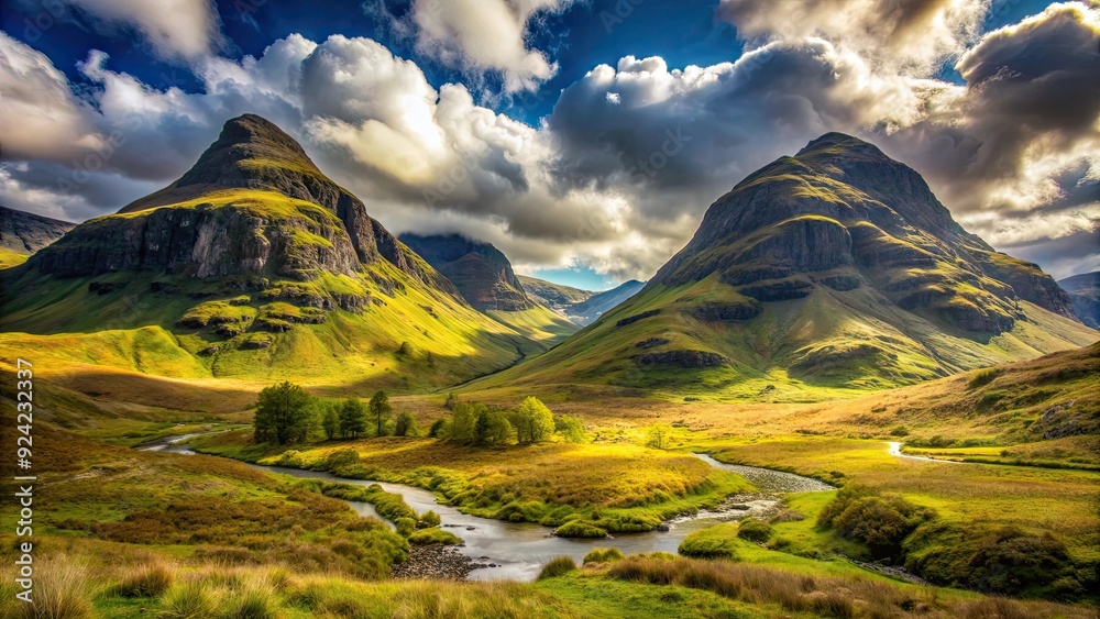Beautiful landscape near Three Sisters at Glencoe, mountains, Scotland, scenic, nature, outdoors, travel, destination Beautiful landscape near Three Sisters at Glencoe, mountains, Scotland, scenic, nature, outdoors, travel, destination