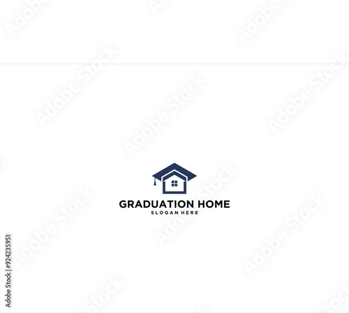 Vector design template of graduation hat and house logo