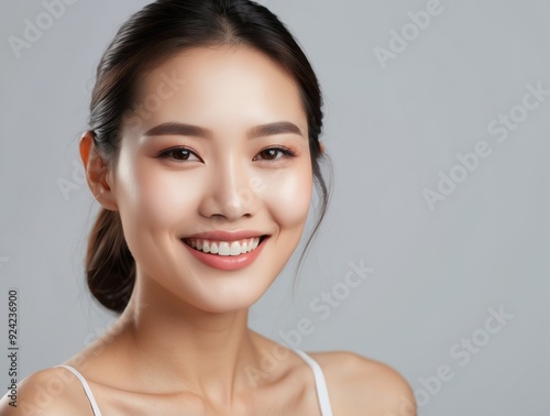 Portrait of a Smiling Young Woman with Clear Skin