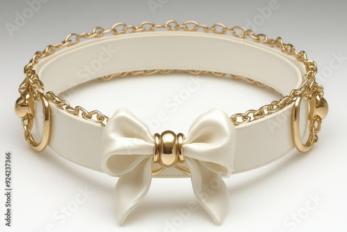 Elegant white bracelet with a bow and gold chain accents symbolizing luxury femininity and the timeless appeal of delicate fashion accessories in a refined high end design