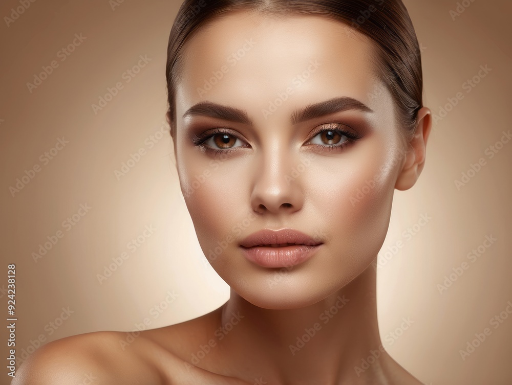 Close-up Portrait of a Woman with Smooth Skin and Brown Eyes Close-up Portrait of a Woman with Smooth Skin and Brown Eyes