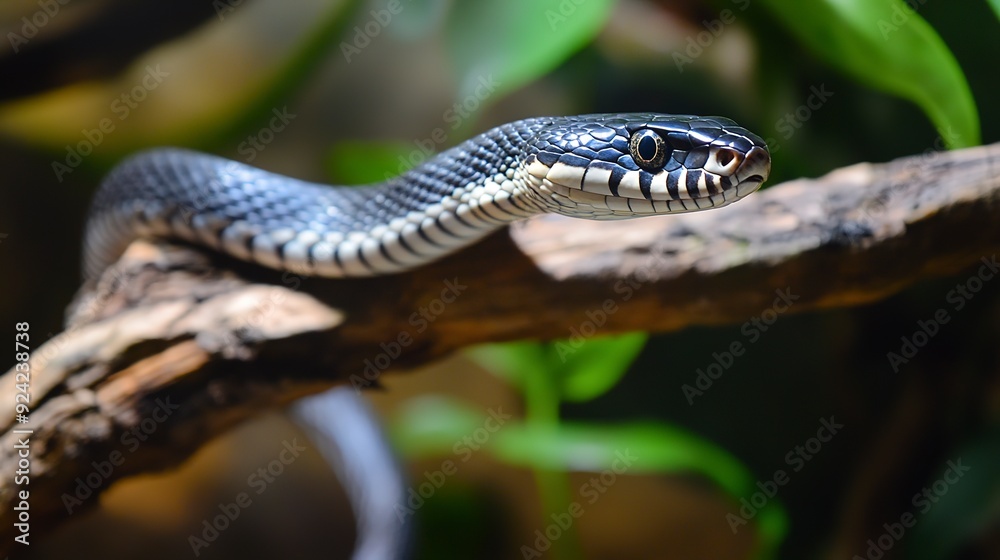 Antiguan racer snake on a branch Antiguan racer snake on a branch