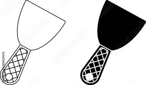 outline silhouette Putty knife icon set