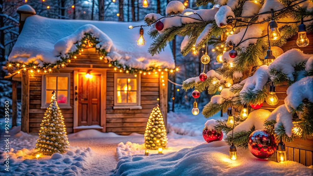 Christmas outdoor lights creating a cozy and festive background , Christmas, outdoor, lights, festive, holiday, decorations Christmas outdoor lights creating a cozy and festive background , Christmas, outdoor, lights, festive, holiday, decorations