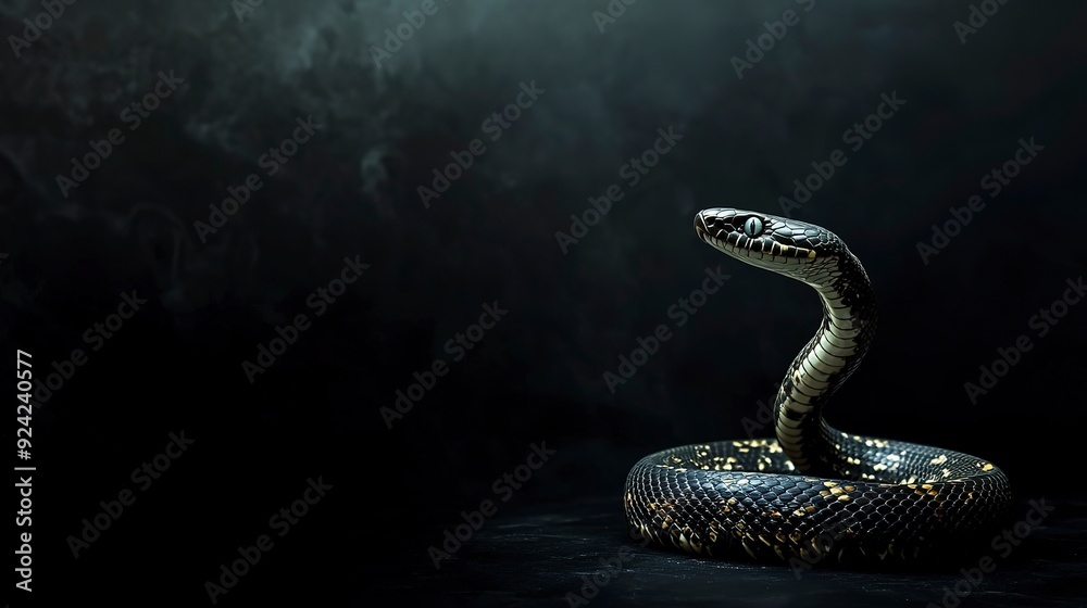 Fototapeta premium Single snake on dark background