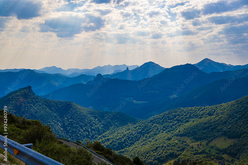Obraz premium View of The Picos de Europa, a mountain range extending for about 20 km, forming part of the Cantabrian Mountains in northern Spain
