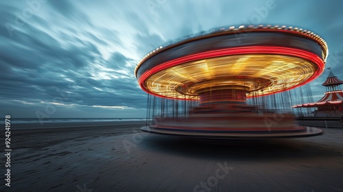 Carousel next to the coastline photo