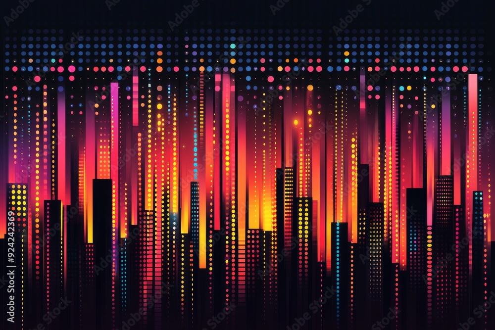 Abstract digital art of glowing multicolored bars in a futuristic setting symbolizing the innovation energy and forward thinking nature of modern technology and data analytics Abstract digital art of glowing multicolored bars in a futuristic setting symbolizing the innovation energy and forward thinking nature of modern technology and data analytics