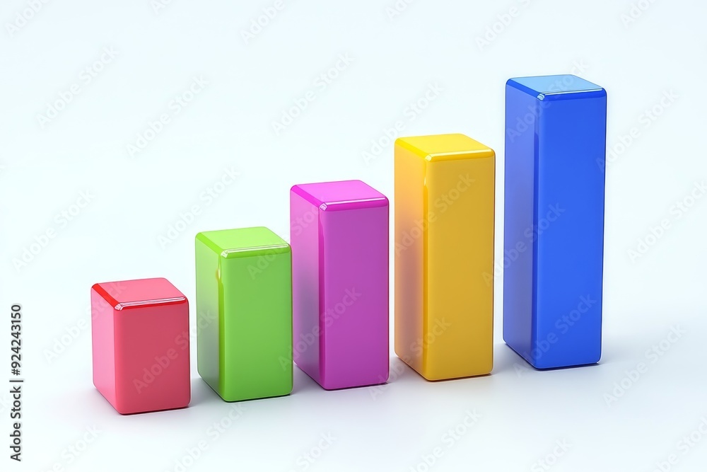 Illustration of colorful bar charts in 3D symbolizing financial growth data analysis and the visual representation of economic success Illustration of colorful bar charts in 3D symbolizing financial growth data analysis and the visual representation of economic success