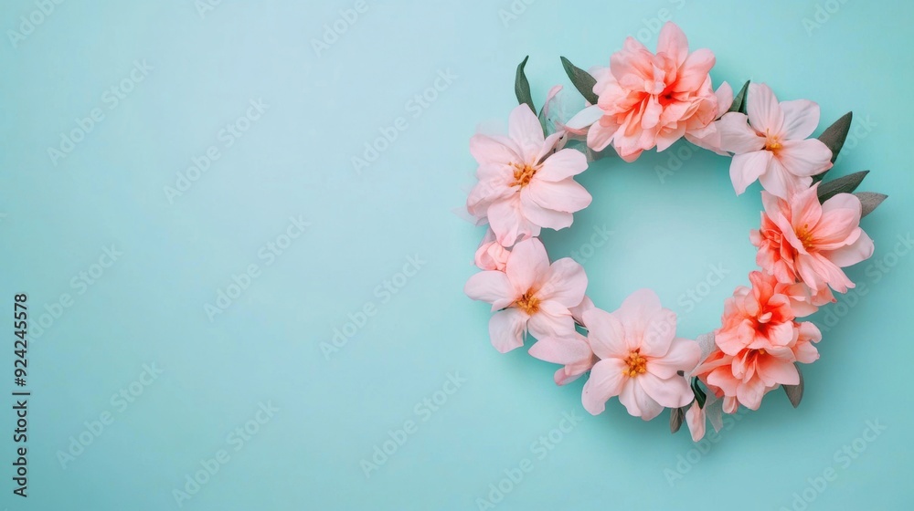 A stunning floral wreath featuring delicate spring flowers perfect for home decor A stunning floral wreath featuring delicate spring flowers perfect for home decor