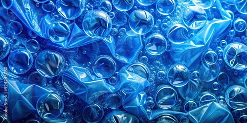 Blue abstract plastic foil background with effect and bubbles, blue, abstract, plastic, foil, background,effect, bubbles