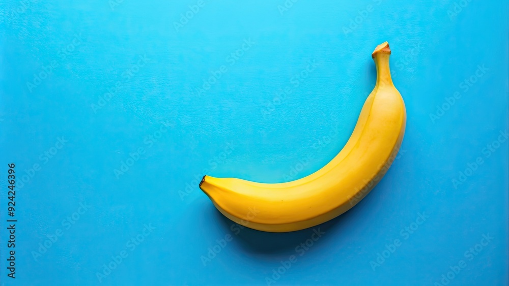 Fresh yellow banana on a vibrant blue background , banana, fruit, yellow, fresh, vibrant, colorful, healthy, organic, tropical Fresh yellow banana on a vibrant blue background , banana, fruit, yellow, fresh, vibrant, colorful, healthy, organic, tropical