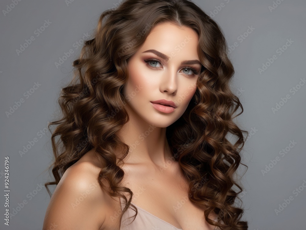 Portrait of a Woman with Long Curly Brown Hair Portrait of a Woman with Long Curly Brown Hair