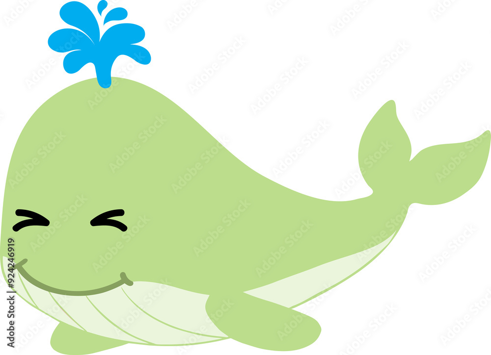 cute whale cartoon, sea animal