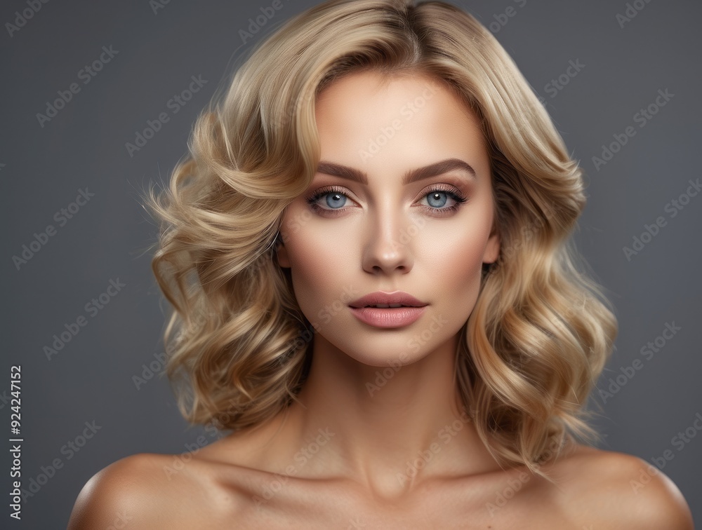 Portrait of a Young Woman with Blonde Hair and Blue Eyes Portrait of a Young Woman with Blonde Hair and Blue Eyes