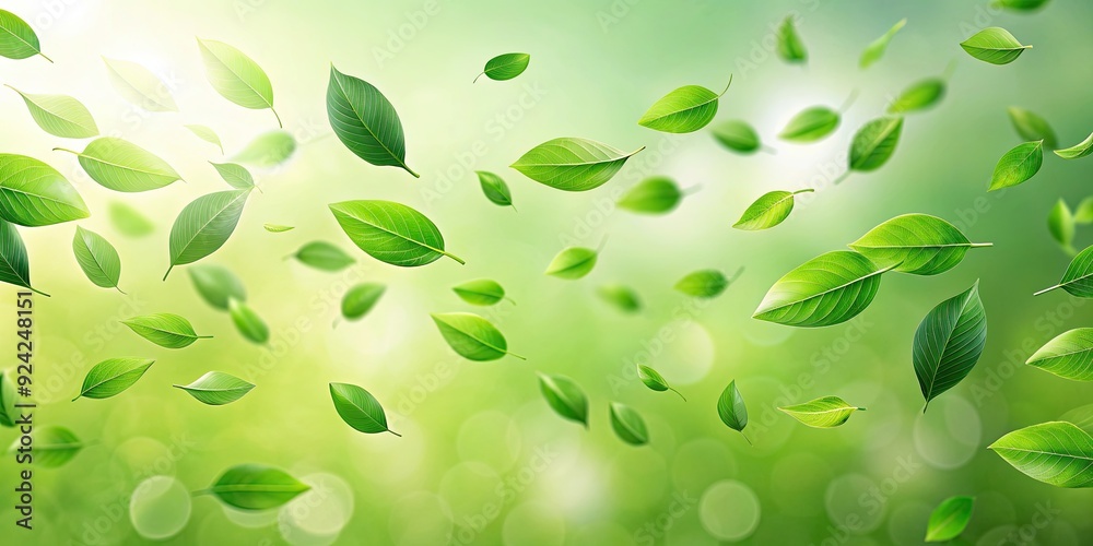 Green leaves flying through the air on a background, leaves, green, movement, cutout,background, nature, foliage Green leaves flying through the air on a background, leaves, green, movement, cutout,background, nature, foliage