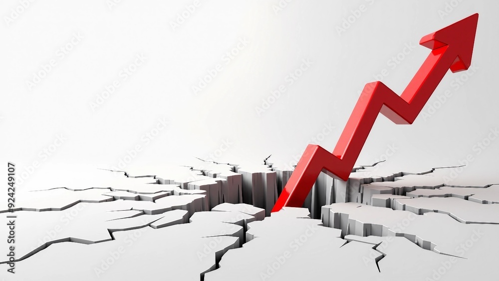Rising Arrow Cracking Ground: Business Growth Concept Rising Arrow Cracking Ground: Business Growth Concept