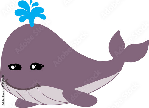 cute whale cartoon, sea animal