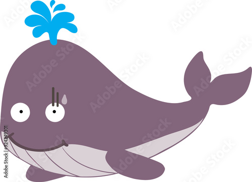 cute whale cartoon, sea animal