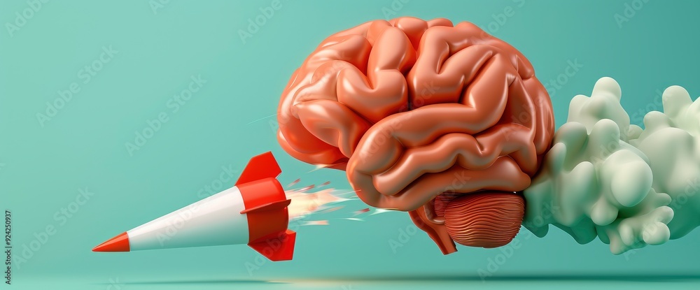 Concept Art Of A Brain With A Rocket, Emphasizing Innovation And Positive Change