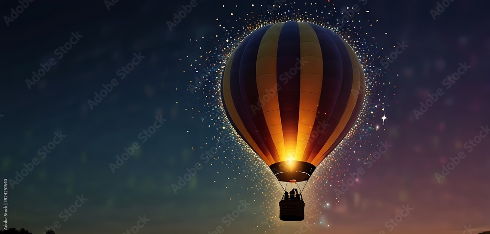 Hot Air Balloon with Sparkles Silhouette of a hot air balloon with sparkling effects around the balloon. Hot Air Balloon with Sparkles Silhouette of a hot air balloon with sparkling effects around the balloon.
