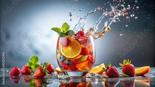 Summer fruity cocktail with a fresh splash , cocktail, refreshing, fruity, drink, beverage, summer, colorful, tropical, vibrant, ice